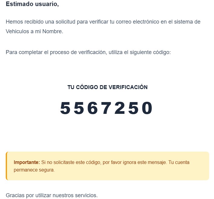 código de verificación