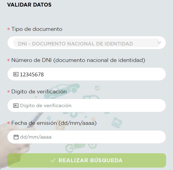 validar datos del dni